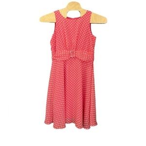 Voir Voir Women’s Coral w/White Polka Dot Asymmetrical Dress Size 12‎